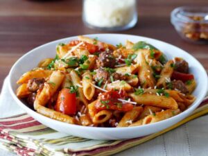 Plumitas y Passata de Tomate Mary con carne